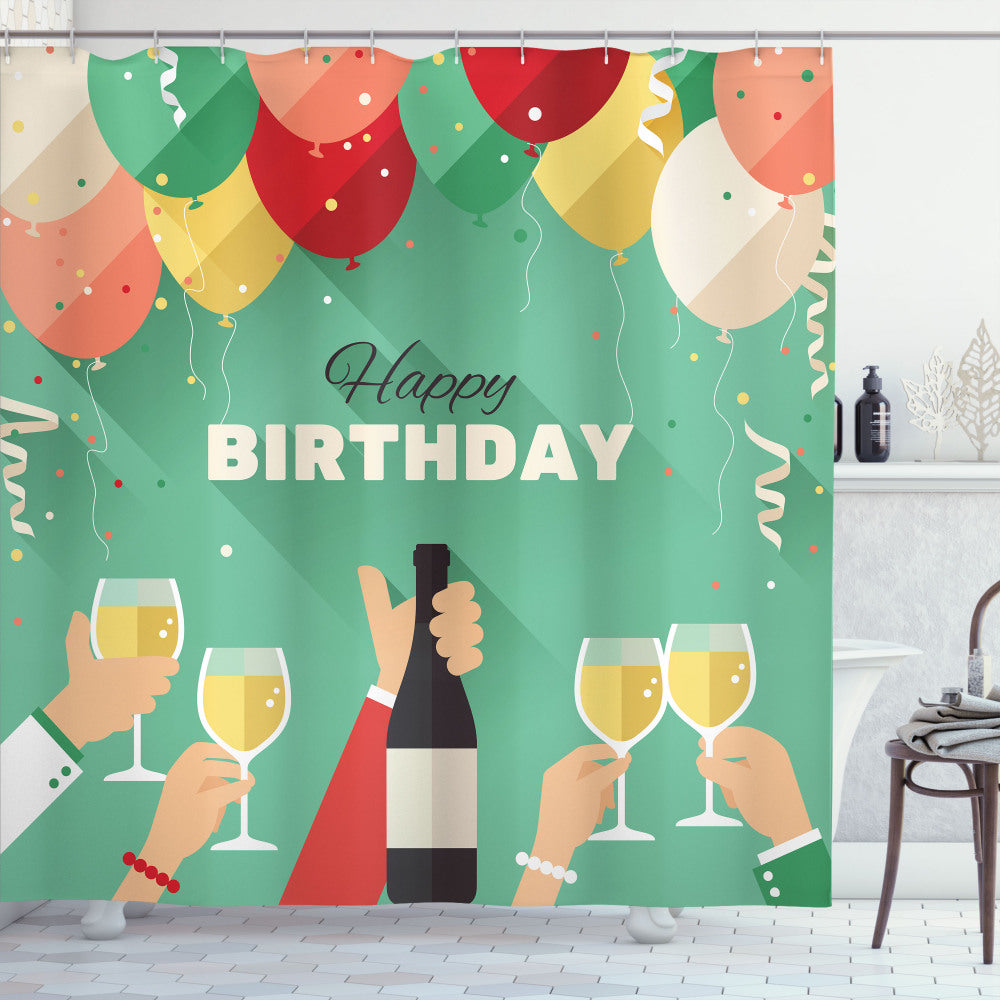 Champagne Dreams  Multicolor Birthday Greeting Shower Curtain