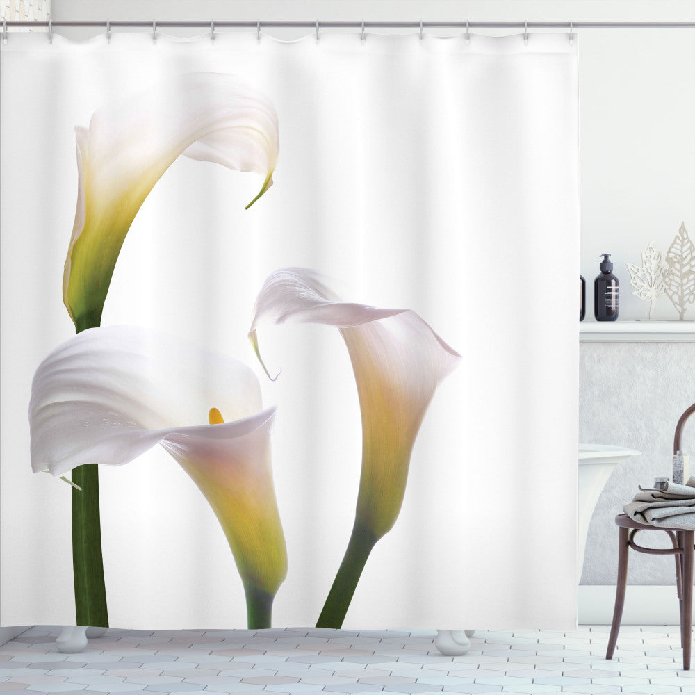 Calla Lily Bath Curtain - A Romantic Fusion of Flower, Yellow, White, and Green