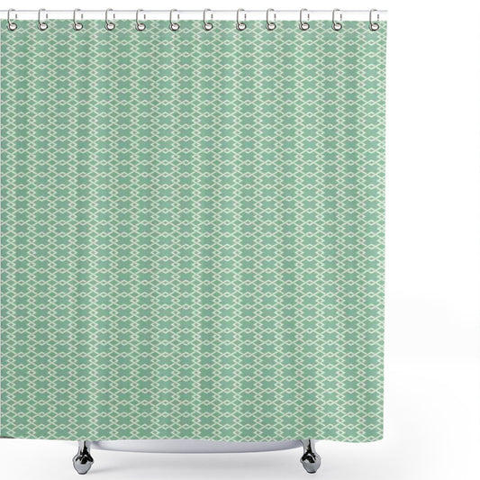 Abstract Retro Rhombus Motifs in Almond Green and Cream: Shower Curtain