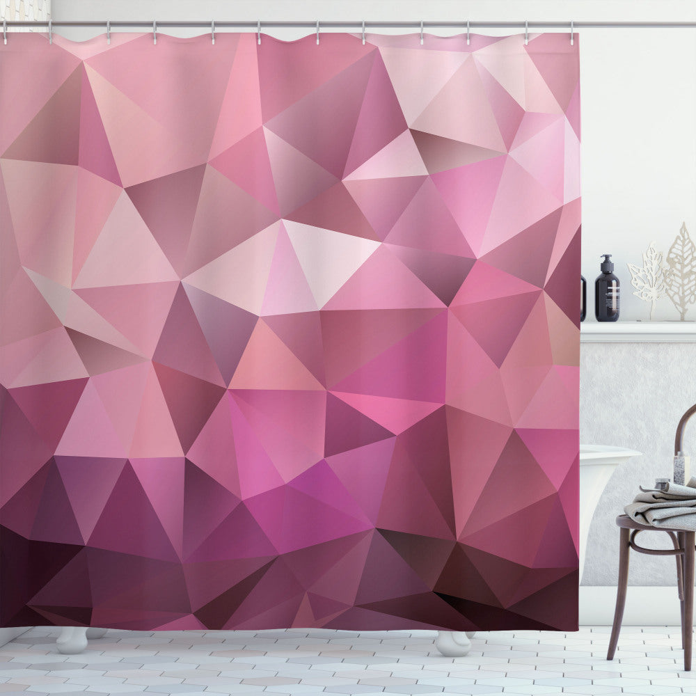 Abstract Rose Diamond Triangle Shape Pink Shower Curtain