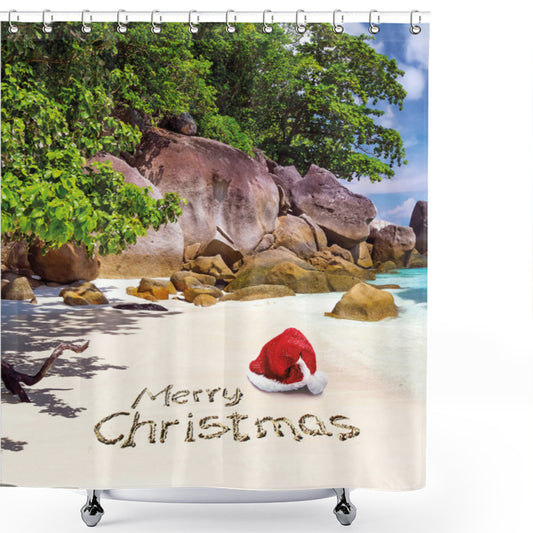 Christmas-themed Shower Curtain by Noel at Exotic Beach: A Festive Addition to Your Bathroom