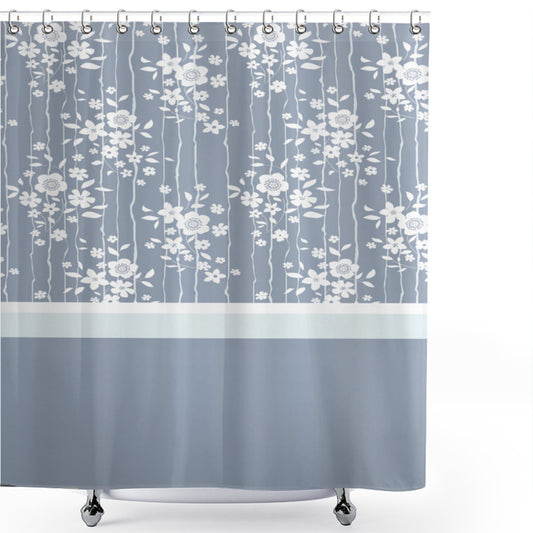 Cold Toned Pastel Flora Pattern Custom Shower Curtains