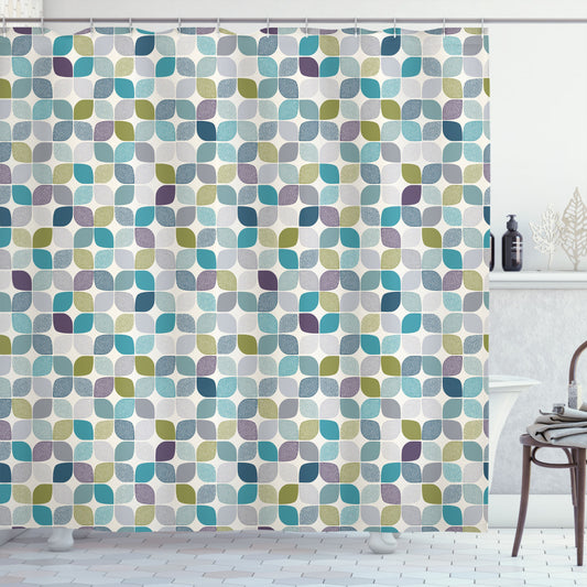 Vintage Pastel Tones Abstract Forms Multicolor Shower Curtain