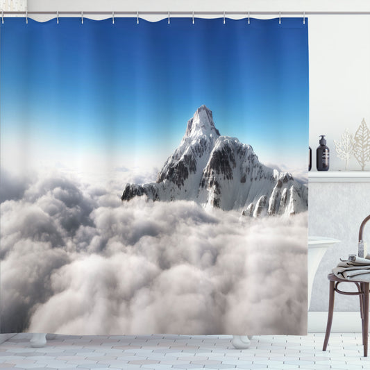 White Mountain Bath Curtain Under The Sunny Blue Sky