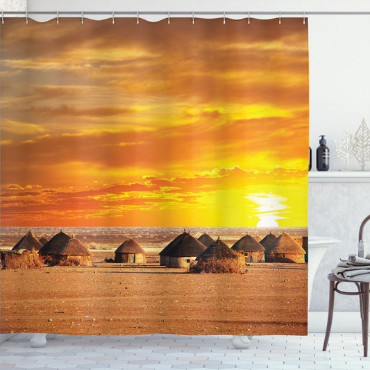 African Orange Landscape Inspired Shower Curtain