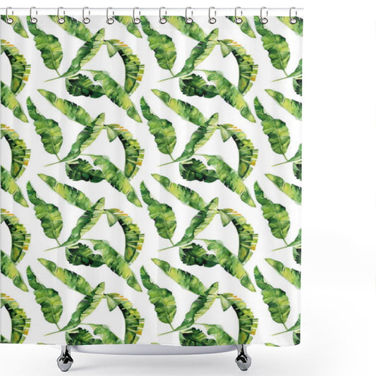 Botanical Bliss: Watercolor Lime Green Summer Leaves Shower Curtain