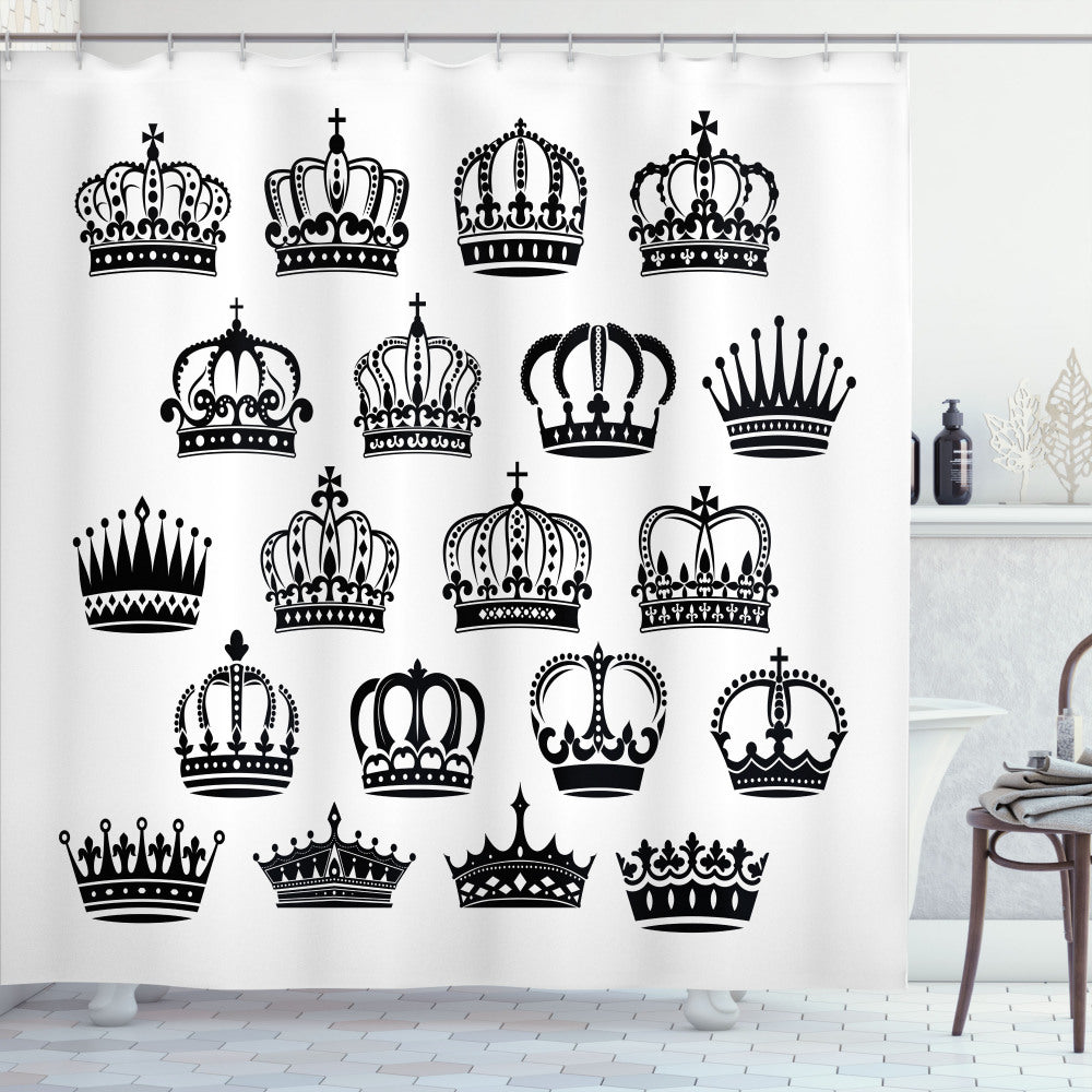 Vintage Royal Medieval Crowns: Duke in Black and White - Shower Curtain