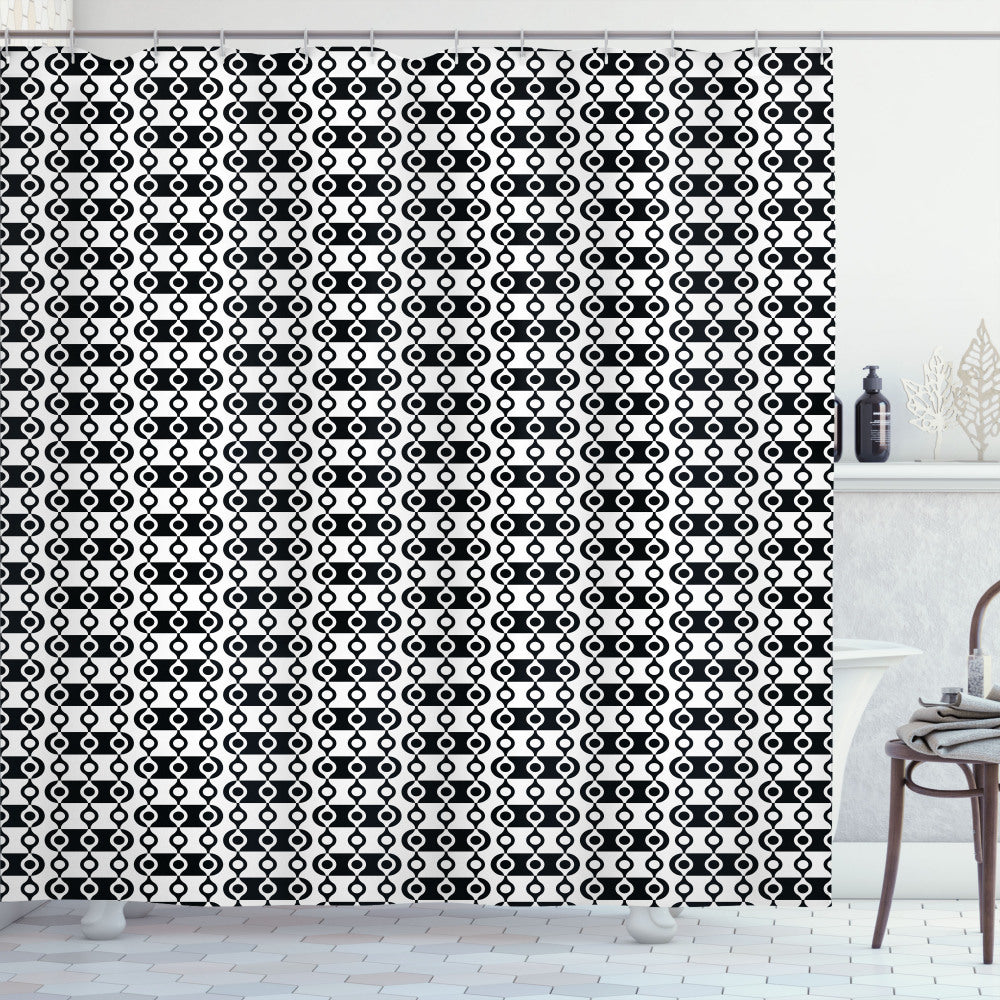 Abstract Monochrome Striped Shower Curtain in White and Black