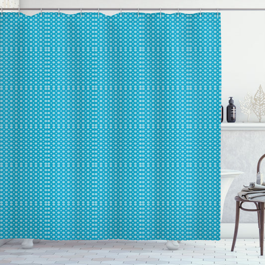 Blue and White Floral Silhouettes Shower Curtain