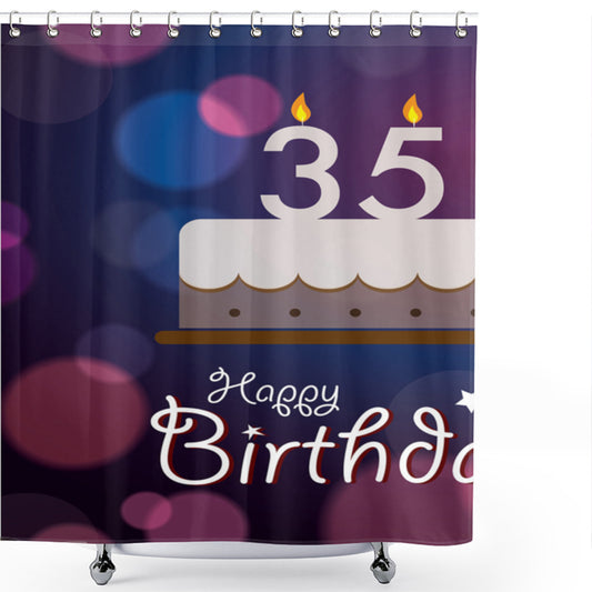 Chic 35th Birthday Graphic Ceremony Cake in White, Pink, and Blue - Perfect for a Stunning Shower Curtain