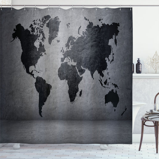 World Map on Wall Custom Shower Curtains