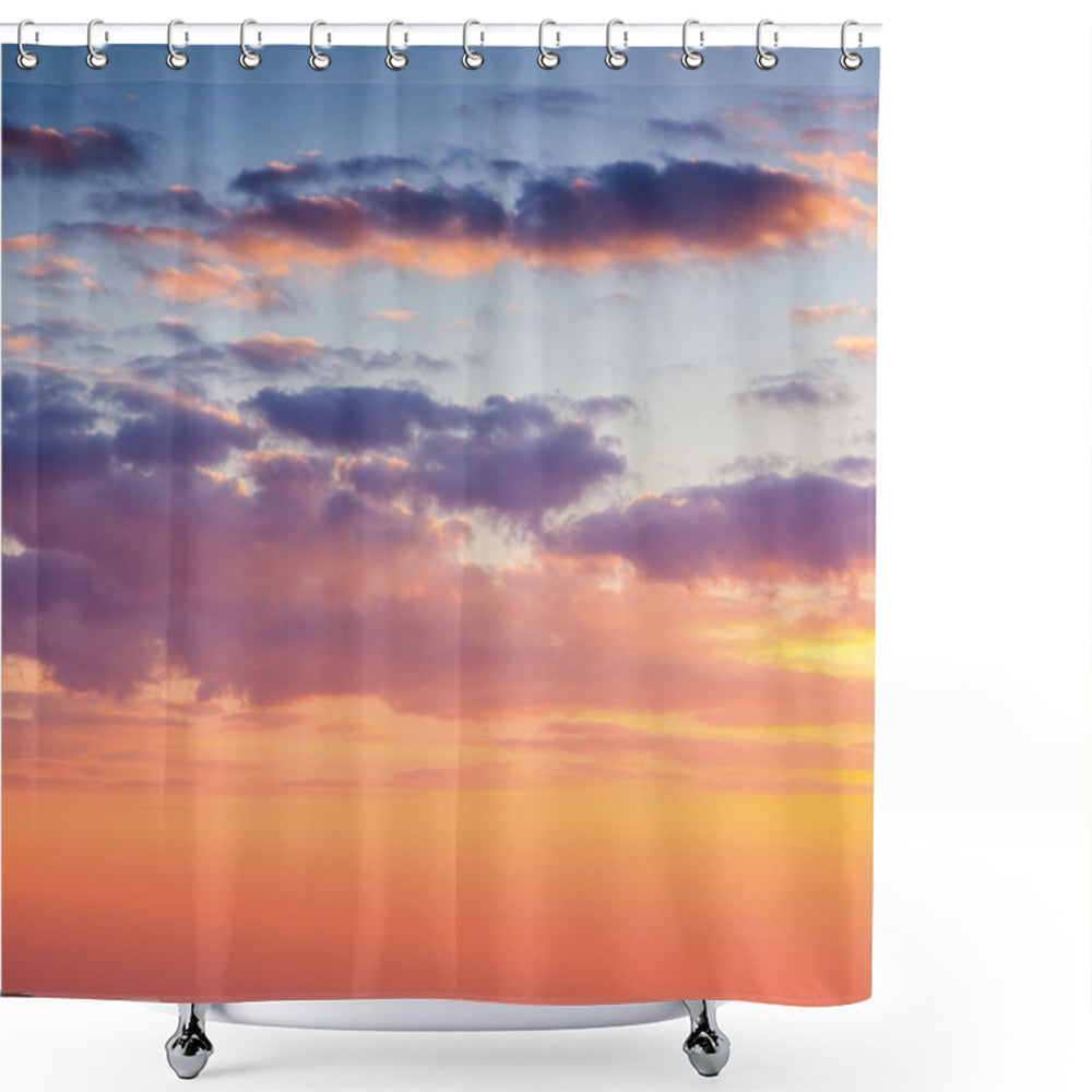 Tranquil Idyllic View: Pale Blue Sky, Yellow, and Peach Colors - Shower Curtain