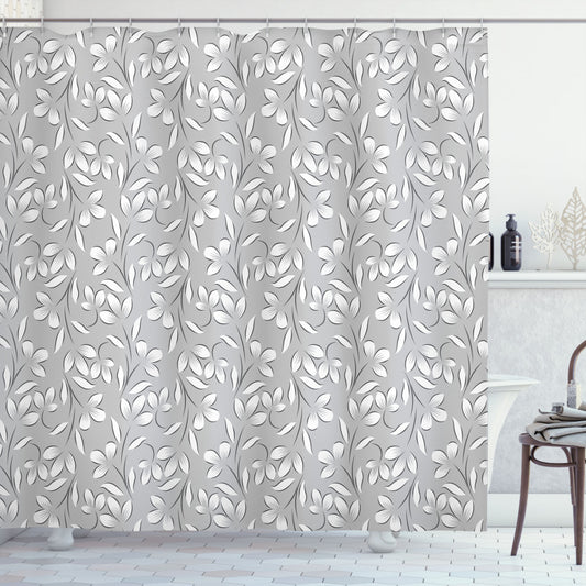 Vintage Paisley Grey and White Shower Curtain: Antique-Inspired Bathroom Decor