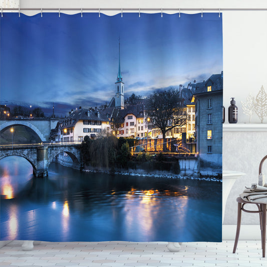 Switzerland's Multicolor Classical Buildings Inspire Stunning Shower Curtain Designs