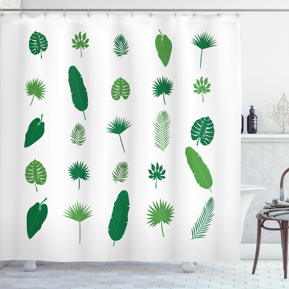 Tropical Lime Green and White Tree Species Inspired Shower Curtain