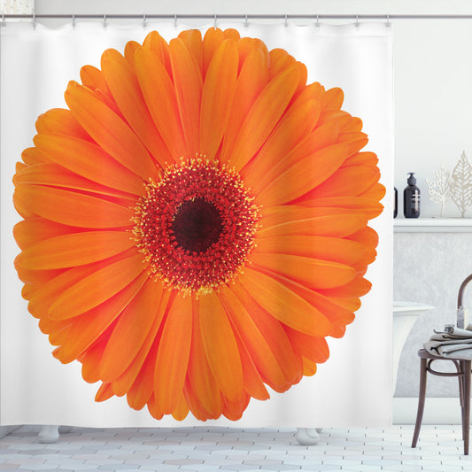 Vibrant Orange Gerbera Flower Shower Curtain: A Stunning Addition to Your Bathroom