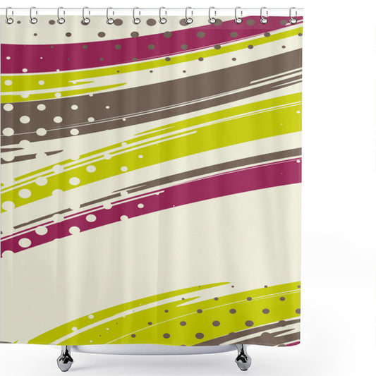 Abstract Grunge-Inspired Lines in Apple Green, Magenta, and Umber: Shower Curtain Upgrade