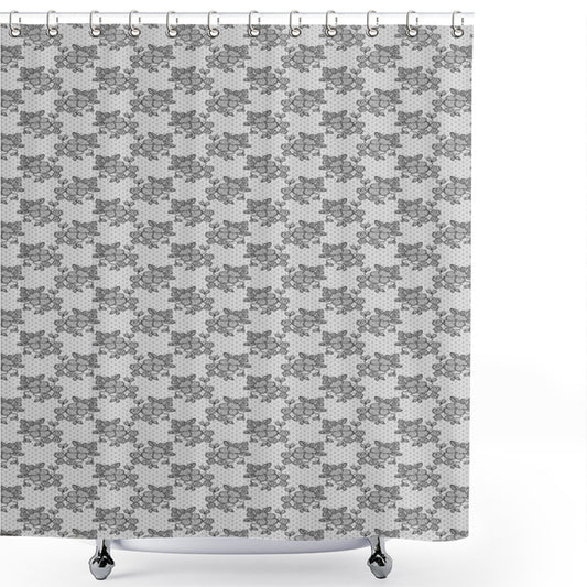 Victorian-inspired Lace Flower Pattern Shower Curtain in Classic White and Black