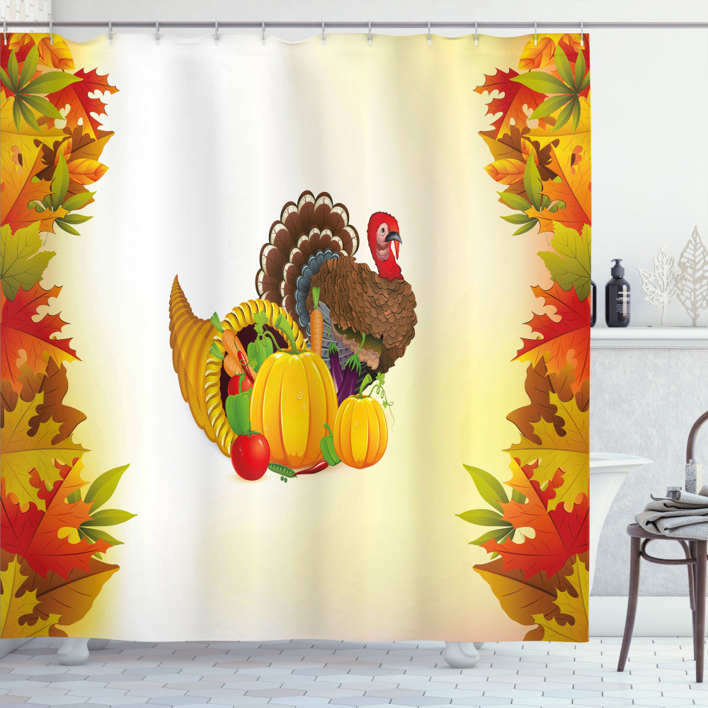 Turkey Cornucopia: Multicolor Poultry Bath Curtain