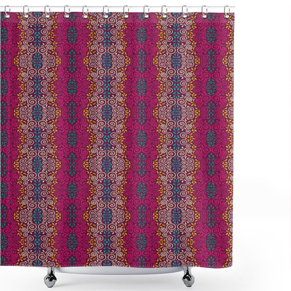 Vibrant Multicolor Swirls and Spirals Bath Curtain