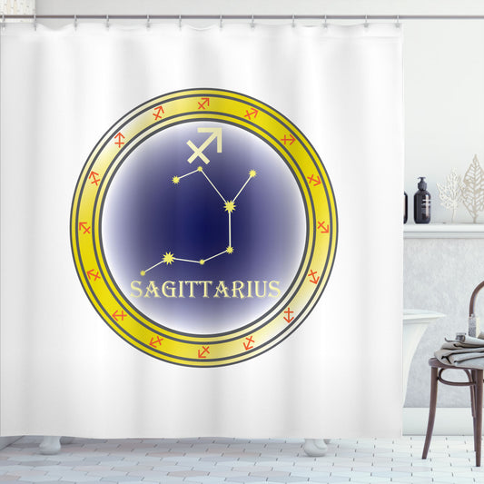 Zodiac Sagittarius Horoscope Stars Multicolor Shower Curtain