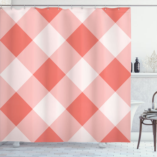 Vintage Coral and Cream Art Inspired Shower Curtain