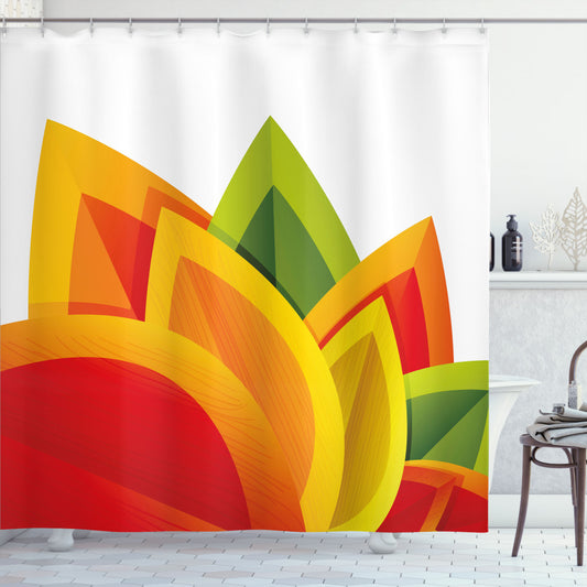 Abstract Autumn Leaf Design in Orange and Green for Shower Curtain