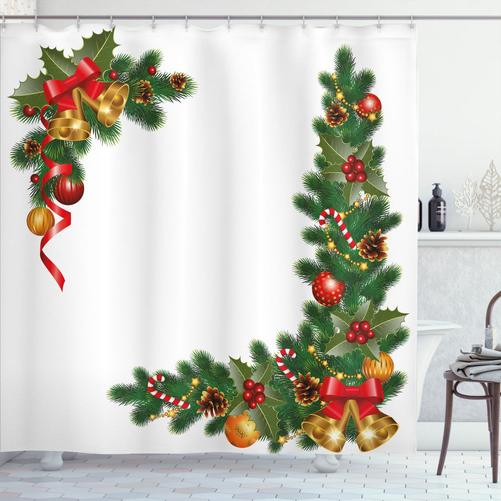 Christmas-themed Multicolor Tree Objects Shower Curtain Collection