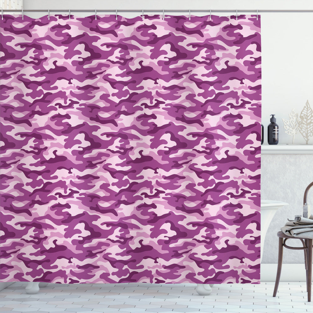 Vibrant Fuchsia and Baby Pink Exotic Camouflage Pattern Shower Curtain