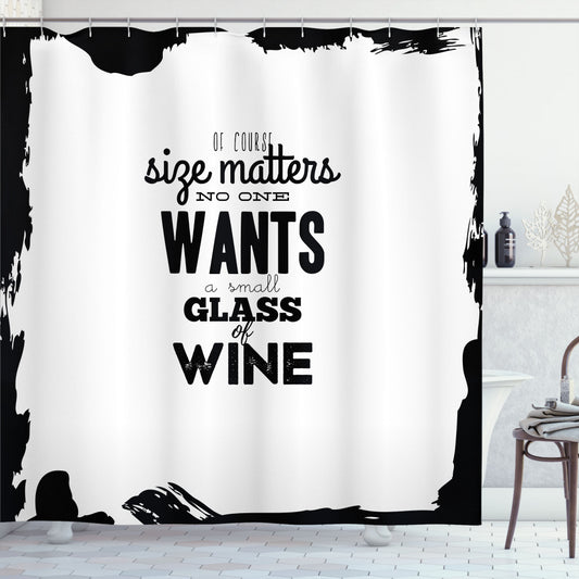 Amusing Wine-Themed Shower Curtain in Charcoal Grey and White