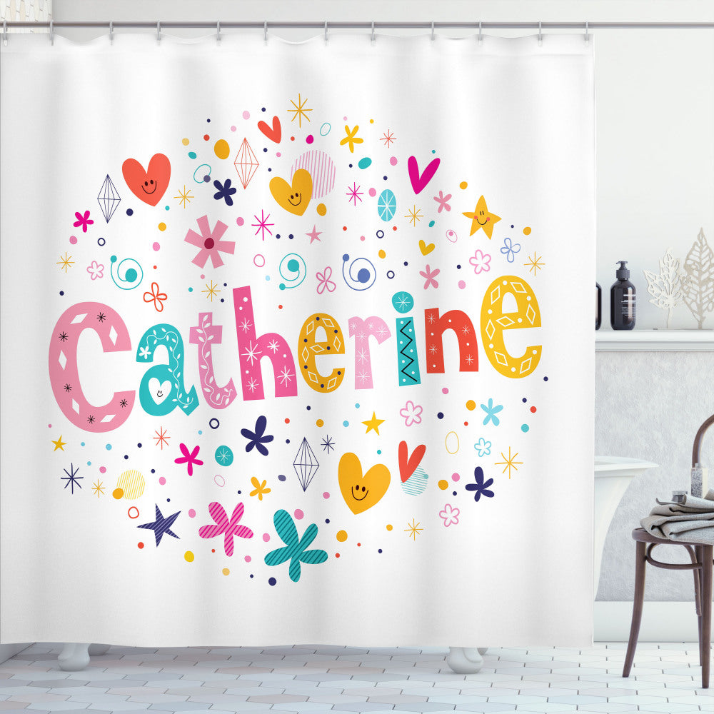 Vibrant Catherine Multicolor Alphabet Shower Curtain