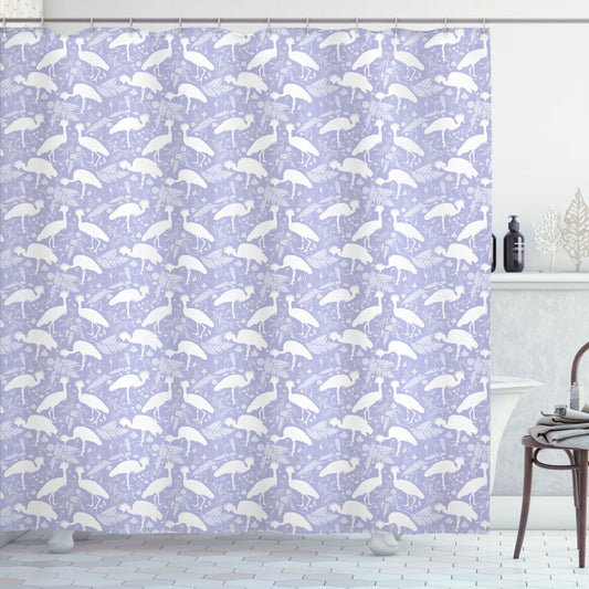 White Crowned Cranes Safari Lavender Blue White Shower Curtain