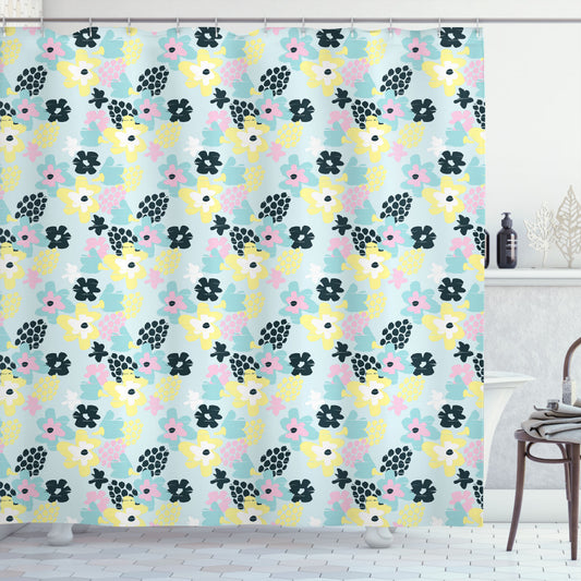 Abstract Pastel Tone Flower Petal Multicolor Shower Curtain