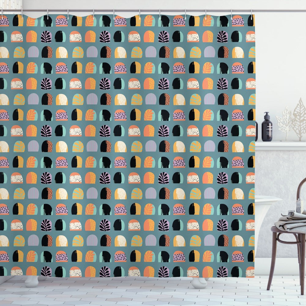 Abstract Hand Drawn Multicolor Shapes on Shower Curtain