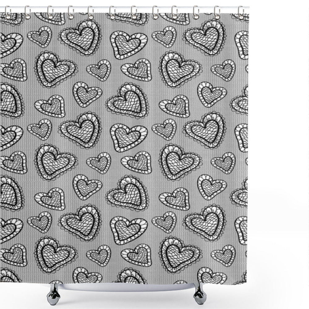 Black and White Doodle Valentines Shower Curtain - A Chic and Playful Addition to Your Bathroom