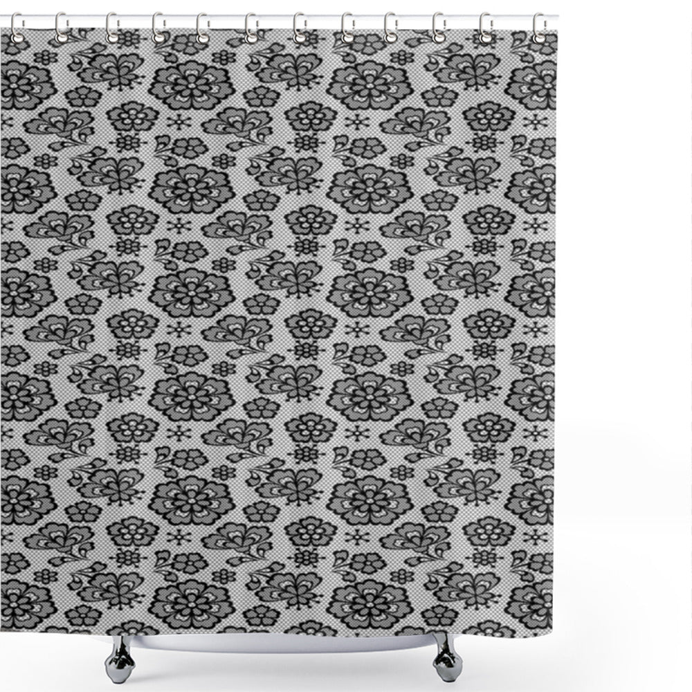 Black and White Monochrome Paisley Design Shower Curtain