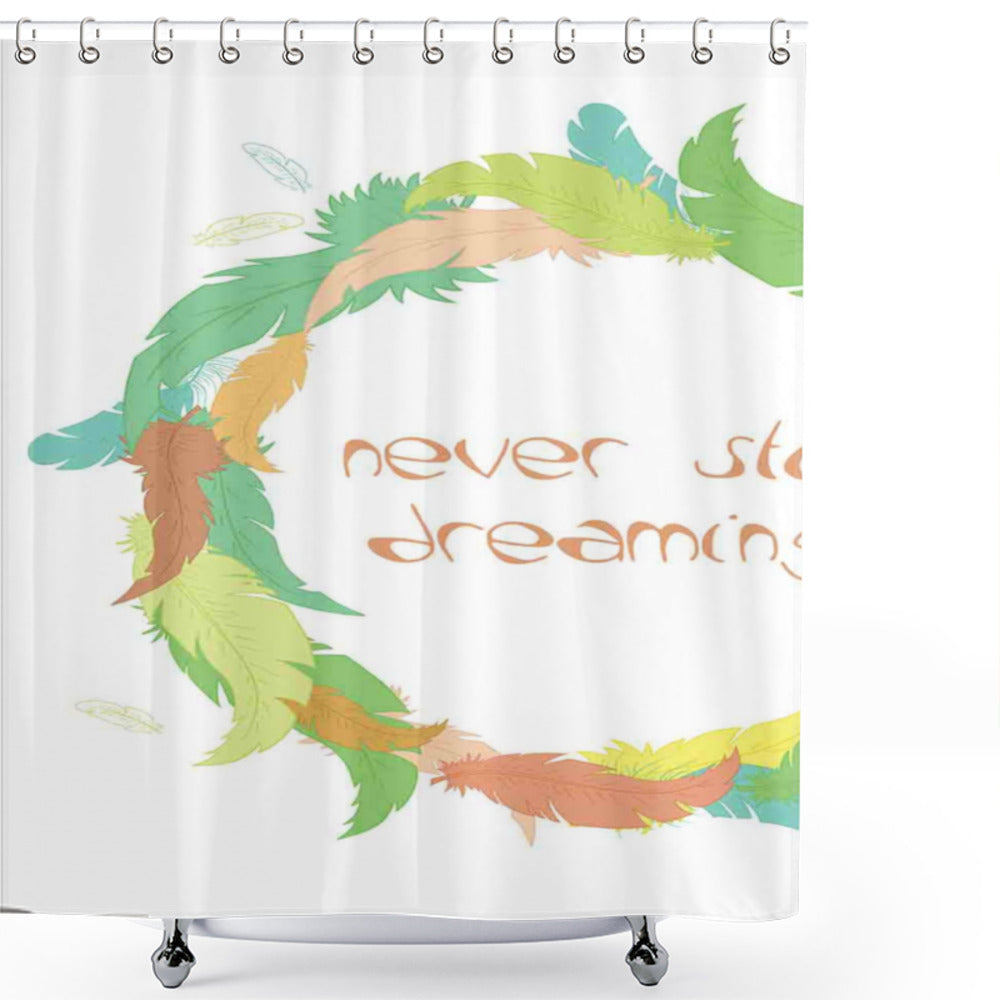 Boho Feather Art Saying Multicolor Shower Curtains