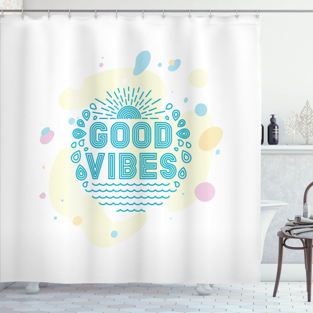 Chill in Summer Vibes with Ocean-themed Beach Shower Curtain in Turquoise, Yellow, and Pink