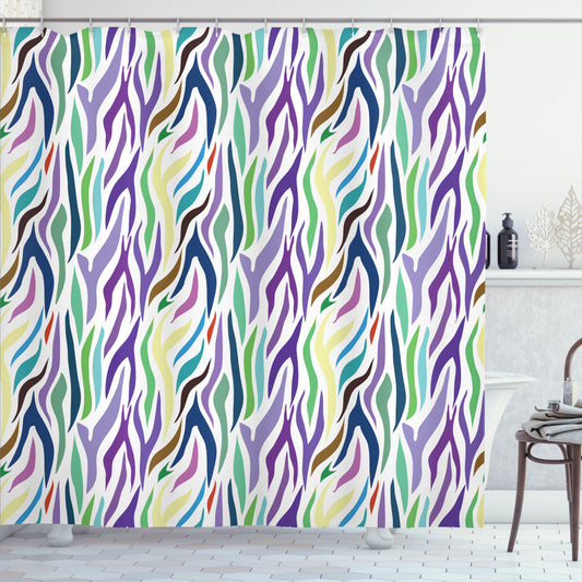 Abstract Multicolor Oriental Leopard Motif Shower Curtain