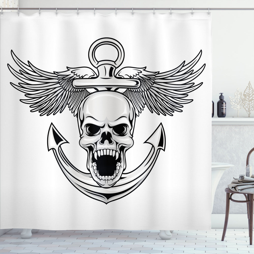 White and Grey Anchor Eagle Skull Shower Curtain: Optimal Rewriting