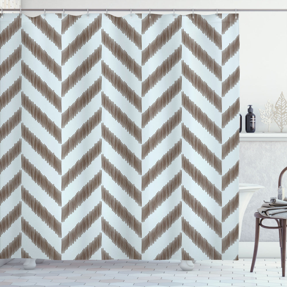 Chevron Zig Zag Shower Curtain in Aqua, Sky Blue, and Brown: A Sketchy and Stylish Addition to Your Bathroom