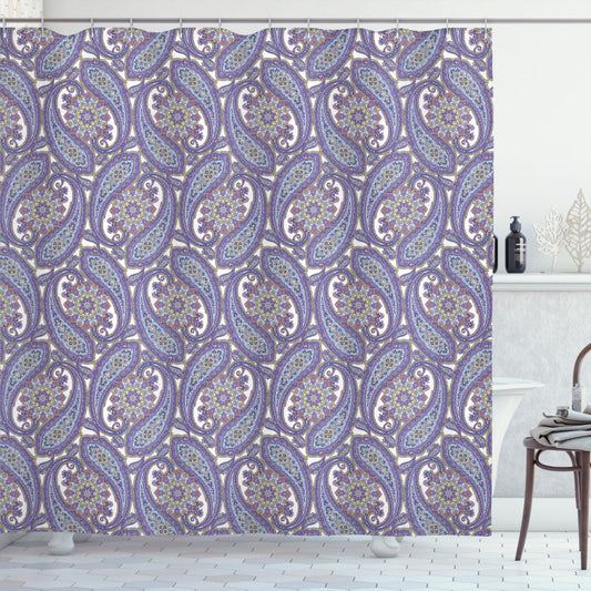 Chic Paisley Floral Shower Curtain in Stunning Purple and Blue Tones