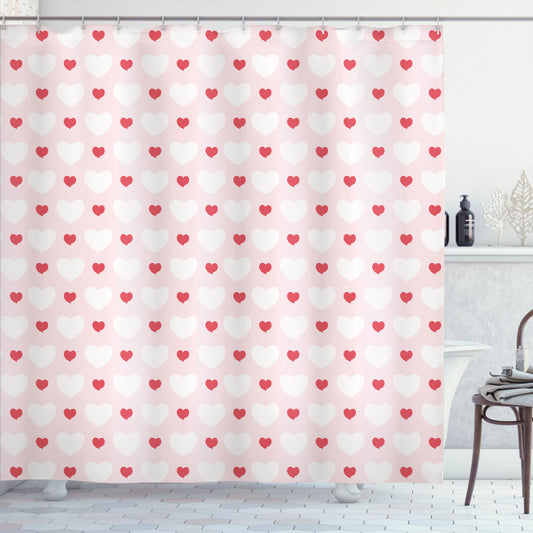 Vintage Love: White, Rose, and Red Hearts Shower Curtain