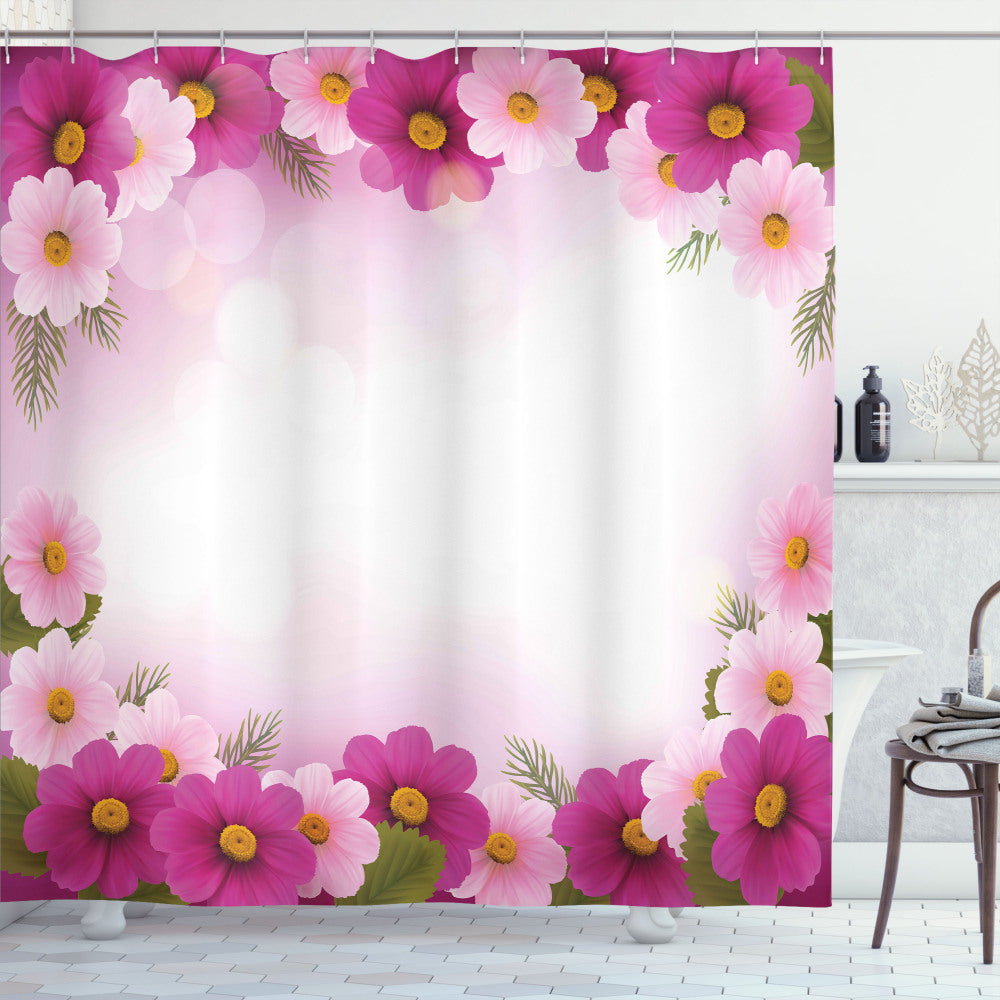 Charming Daisies Framework: Exquisite Pink and Pale Pink with a Splash of Green - Shower Curtain Collection