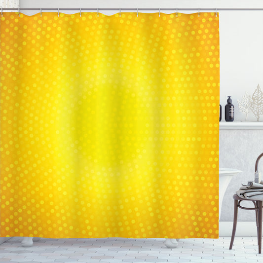 Yellow and Marigold Ombre Circles: A Stylish White Shower Curtain