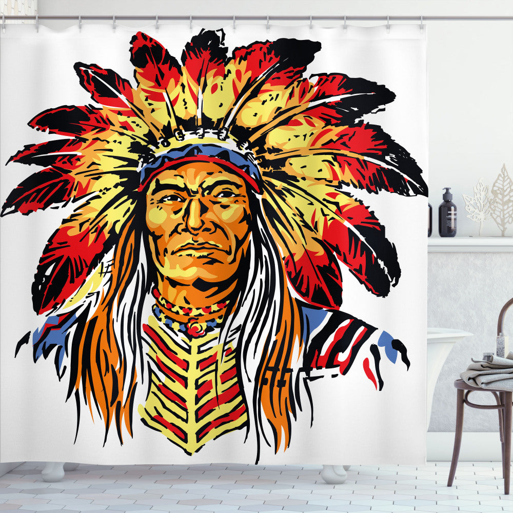 Chief Multicolor Ethnic Shower Curtain