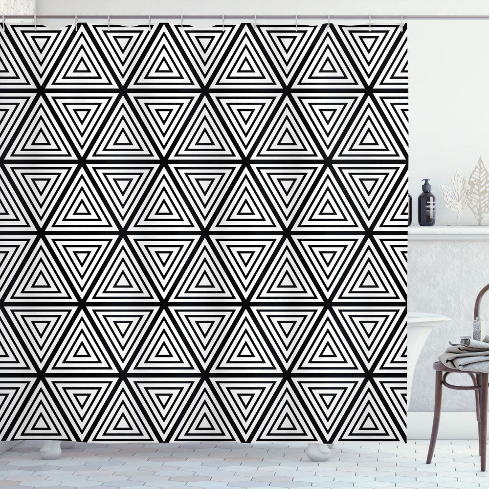 Abstract Minimalist Triangles Shower Curtain in White and Black