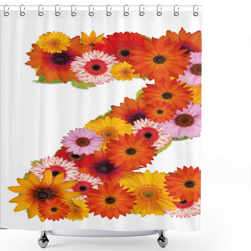 Z-themed Floral Design - Multicolored Letter Z Shower Curtain