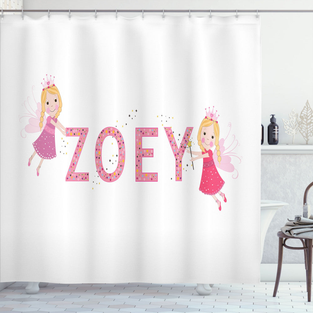 Zoey: A Multicolored Feminine Baby Girl Name Inspired Bath Curtain