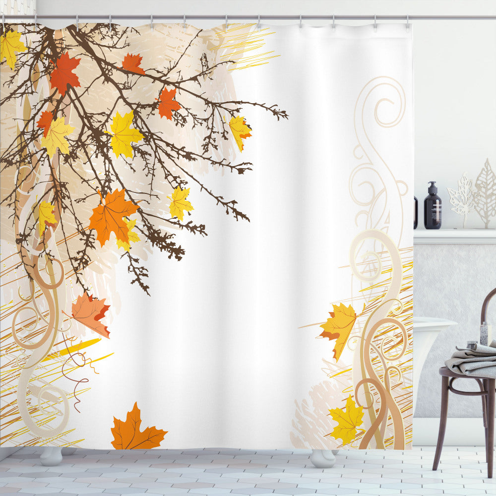 Autumn Maple Leaves Shower Curtain: Embracing Nature's Colors of Orange, Yellow, and Tan